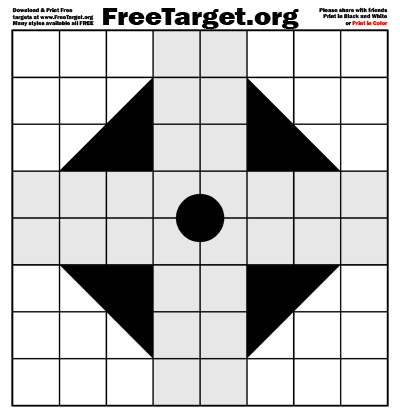 Black 1 Dot 1 inch Grid Triangle Cross Target